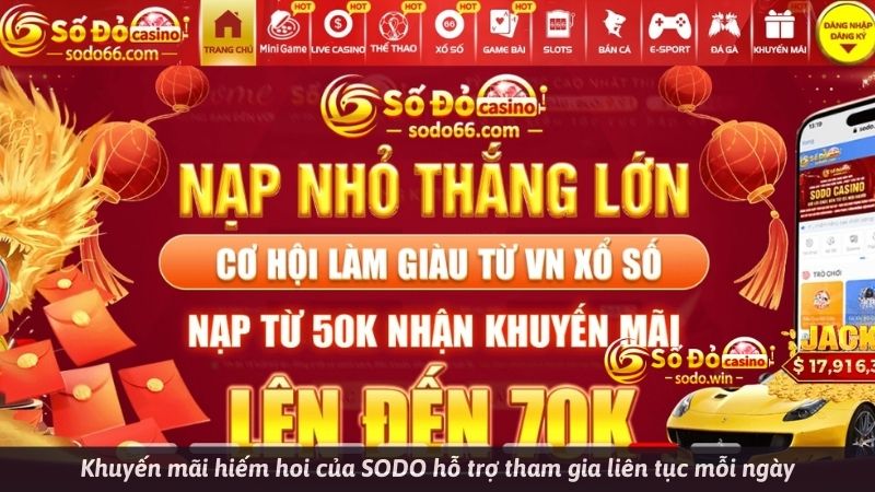 Khuyến mãi hiếm hoi của SODO hỗ trợ tham gia liên tục mỗi ngày