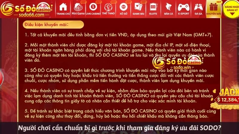 Người chơi cần chuẩn bị gì trước khi tham gia đăng ký ưu đãi SODO?