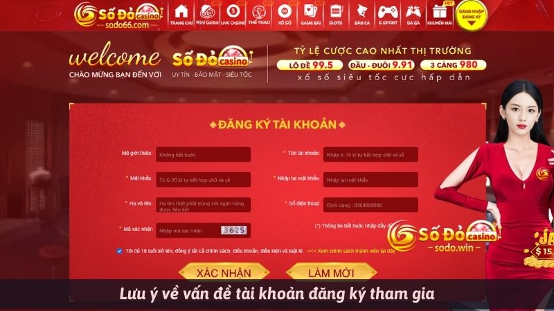 Lưu ý về vấn đề tài khoản đăng ký tham gia