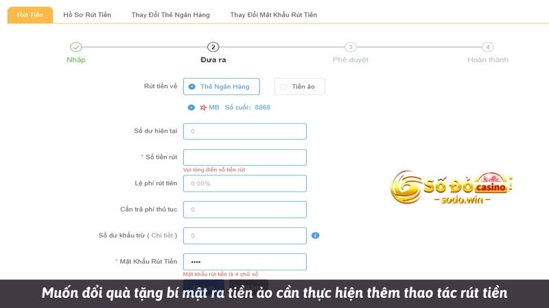 Muốn đổi quà tặng bí mật ra tiền ảo cần thực hiện thêm thao tác rút tiền