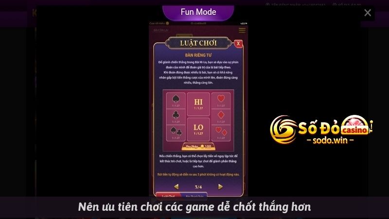 Chơi game bài vui sodo dễ thắng